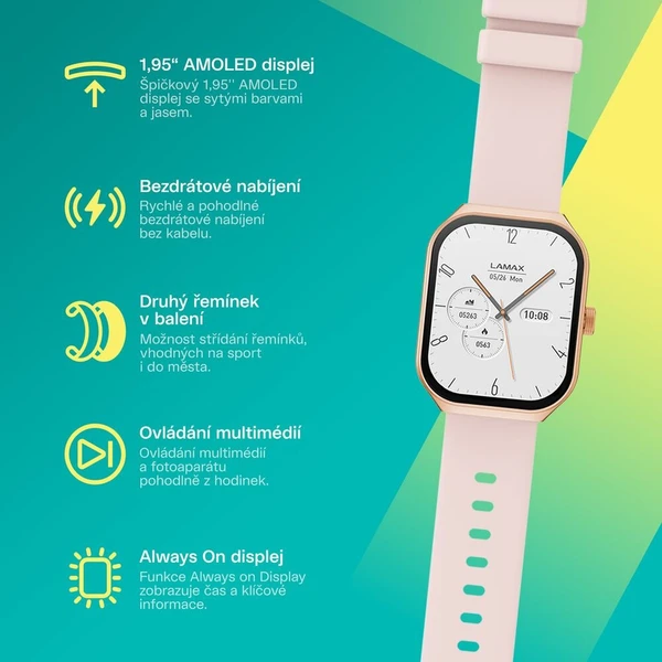 LAMAX Flow AMOLED chytré hodinky zlatoružové - Inteligentné hodinky - Obrázok d_188a14c9707245698cb94fc2c6f57f37