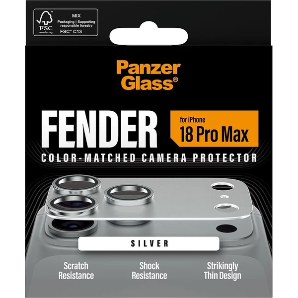 PanzerGlass FENDER hliníková ochrana fotoaparátu iPhone 18 Pro Max Silver - Ochranné fólie a sklo - Obrázok d_224b03a929594c259792bdd54c43d77d
