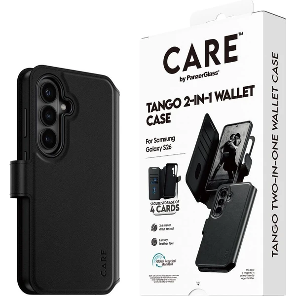 PanzerGlass® CARE Tango Qi 2v1 peňaženka Qi puzdro Samsung Galaxy S26 čierne - Puzdra - Hlavný obrázok