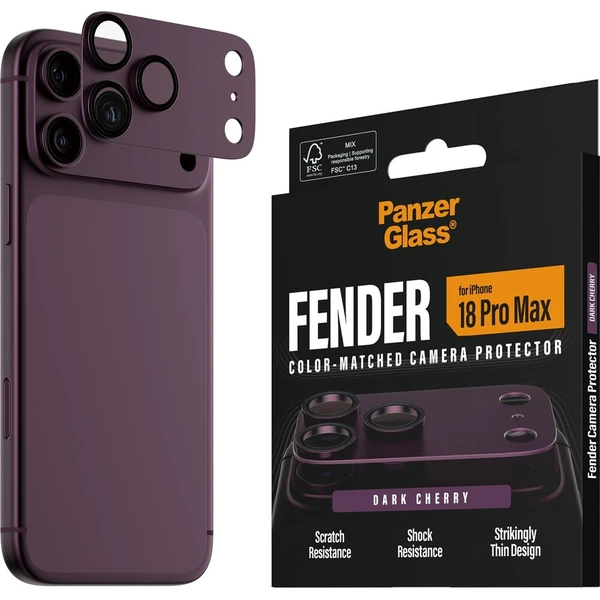 PanzerGlass FENDER hliníková ochrana fotoaparátu iPhone 18 Pro Max Dark Cherry - Ochranné fólie a sklo - Hlavný obrázok