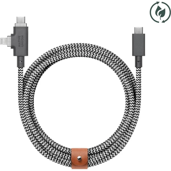 Native Union Belt Cable Duo Pro USB-C/USB-C/Lightning kábel 2,4 m, 240W zebra - Káble a redukcie - Obrázok d_261b591799bc4d7990be1693783c3497