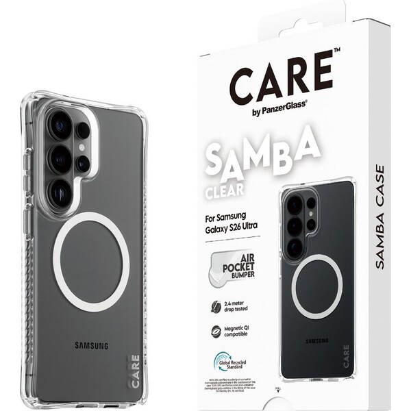 E-shop PanzerGlass® CARE Samba Qi kryt Samsung Galaxy S26 Ultra priehľadný/biely