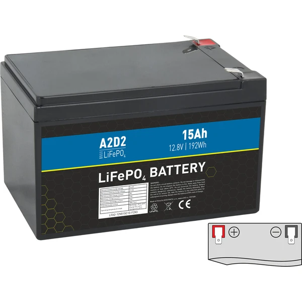 Avacom A2D2 baterie LiFePO4 12,8V 15Ah F2 R+ - Batérie - Hlavný obrázok