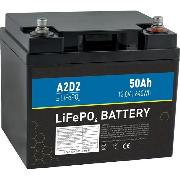 Avacom A2D2 baterie LiFePO4 12,8V 50Ah M6 (REPT cells) - Batérie - Hlavný obrázok