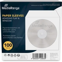 MediaRange obálka papier so zalepovacou klopou a okienkom 100 ks - Obaly na disky
