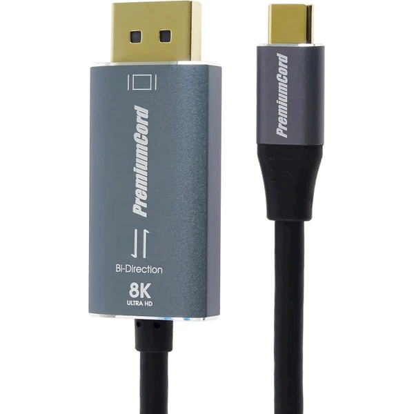 PremiumCord USB-C/DisplayPort 1.4 kábel 8K 2m čierny - Káble a redukcie - Hlavný obrázok