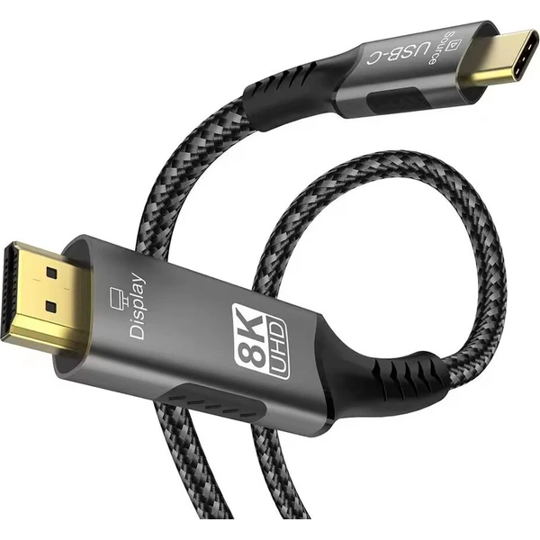 PremiumCord USB-C/HDMI 2.1 kábel 8K 2m strieborný - Káble a redukcie - Hlavný obrázok