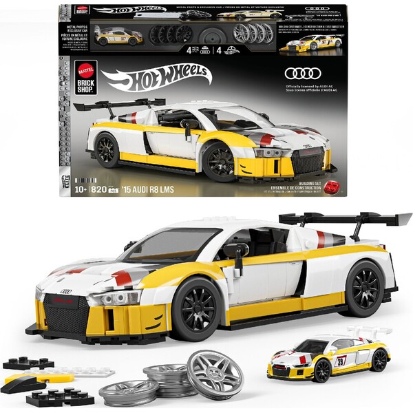 E-shop Mattel Brick Shop zostaviteľný model Hot Wheels - 15 Audi R8 LMS (Elite series)