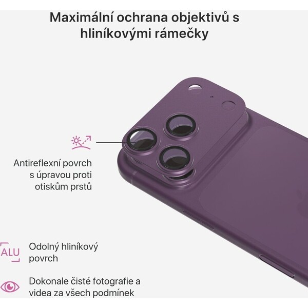 iWant Aluminium AntiReflective Lens & Island hliníkový rámeček pro iPhone 18 Pro Max tmavě fialový - Ochranné fólie a sklo - Obrázok d_3291faccc8774326870ee48794ea41bf