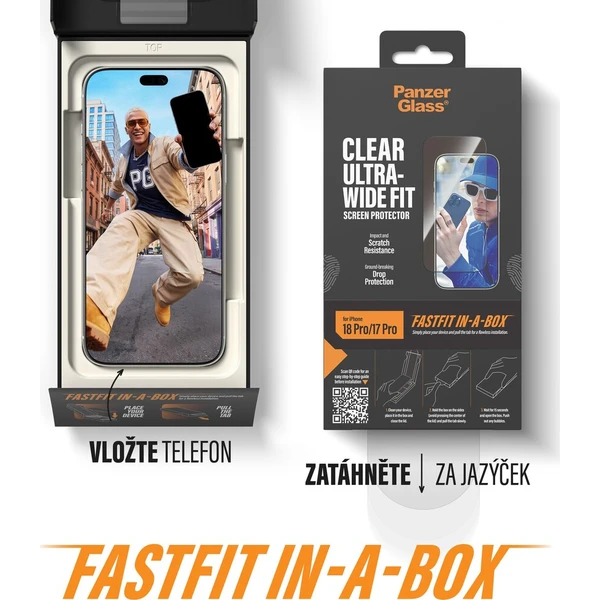PanzerGlass Ultra-Wide Fit sklo Apple iPhone 18 Pro/17 Pro s bezprašným instalačním boxem - Ochranné fólie a sklo - Obrázok d_33a57bfb31d04d399e9d8b956b4e1cfb