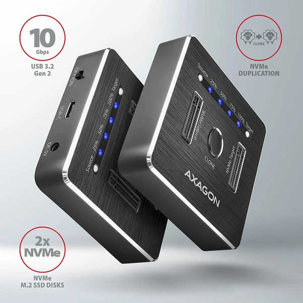 AXAGON Dokovacia stanica pre 2x M.2 NVMe - USB-C 3.2 Gen 2 - Externé boxy - Obrázok d_35944604034b49efaf2f1e35a77d558f