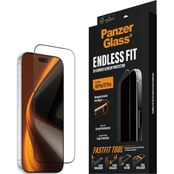 PanzerGlass 3D Endless sklo Apple iPhone 18 Pro/17 Pro s bezprašným instalačním rámečkem - Ochranné fólie a sklo - Hlavný obrázok