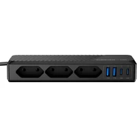 Cubenest PowerStrip SlimLine predlžovací kábel (2xUSB-A, 2xUSB-C) 33W čierny - Nabíjačky
