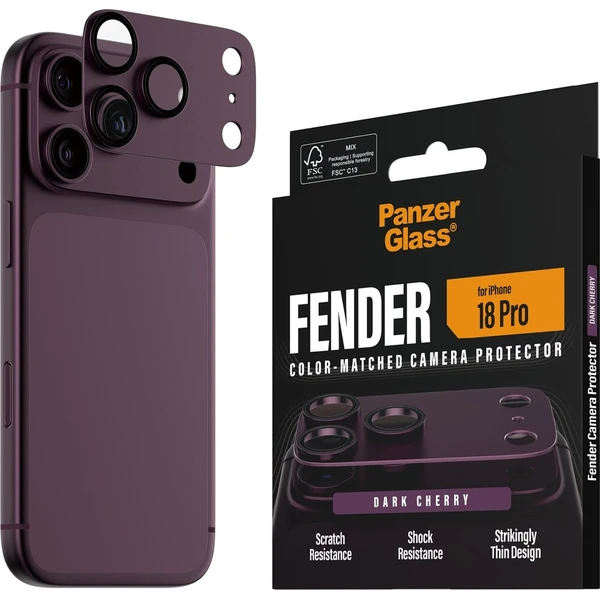 PanzerGlass FENDER hliníková ochrana fotoaparátu iPhone 18 Pro Dark Cherry - Ochranné fólie a sklo - Hlavný obrázok