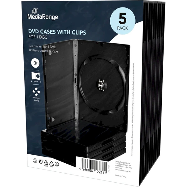 MediaRange 1 DVD 14mm 5 ks čierny - Obaly na disky - Hlavný obrázok