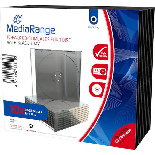 MediaRange 1 CD 5,2 mm 10 ks čierny - Obaly na disky - Hlavný obrázok