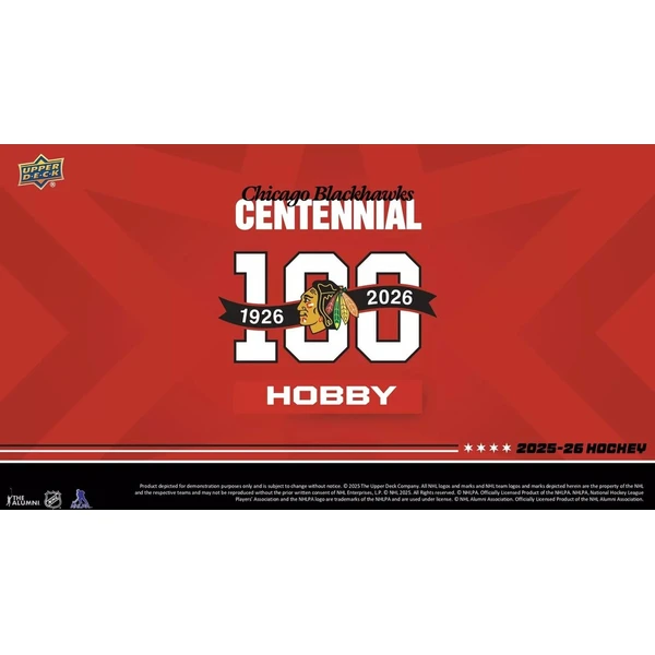 Hokejové karty 2025-26 Upper Deck Chicago Blackhawks Centennial Hobby Box - Hokejové karty - Obrázok d_3d3baa33f2ce4db9aa74a69704b9c96d