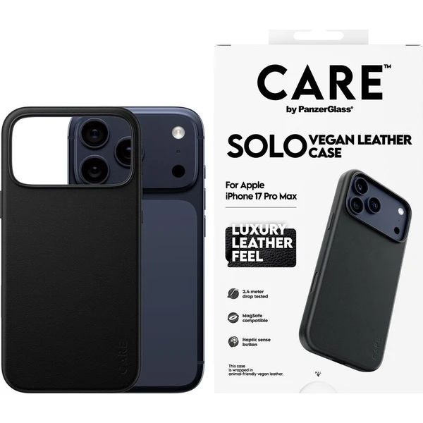PanzerGlass® CARE SOLO MagSafe kryt z vegánskej kože iPhone 17 Pro Max čierny - Puzdra - Obrázok d_3d64fbdf8513467f8f8f97b45dd9c894