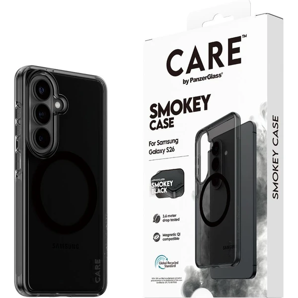 PanzerGlass® CARE Smokey Qi kryt Samsung Galaxy S26 dymový/čierny - Puzdra - Hlavný obrázok