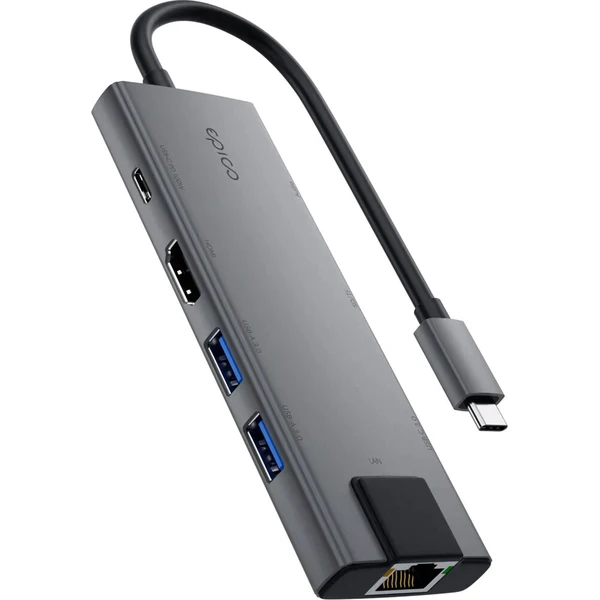 Epico UltraHub 9in1 Slim Alu USB-C Hub EH30 | 100W USB-C PD, 2× USB-A, 2× USB-C, HDMI, slot na SD/Mi - USB huby - Hlavný obrázok