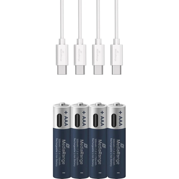 MediaRange dobíjateľné USB-C Li-Ion batérie Micro AAA 1,5V 500 mAh 4ks - Batérie - Obrázok d_42586111997a48c0842927ff6be1e36b