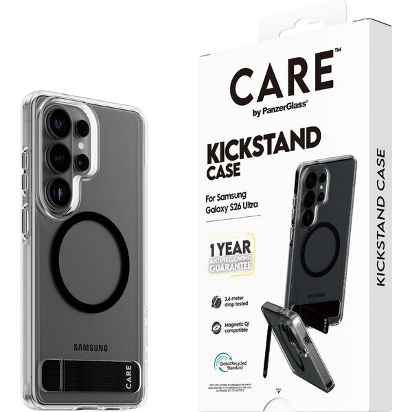 E-shop PanzerGlass® CARE Kickstand Qi kryt Samsung Galaxy S26 Ultra priehľadný/čierny