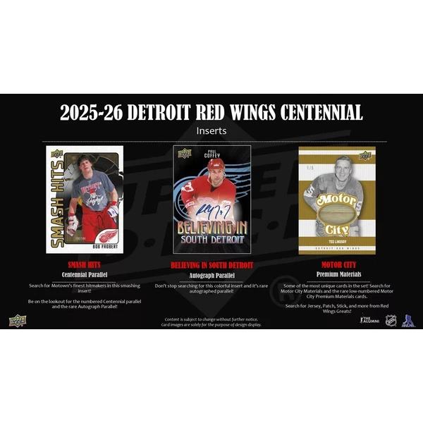 Hokejové karty 2025-26 Upper Deck Detroit Red Wings Centennial Hobby Box - Hokejové karty - Obrázok d_4b9eb6100cf14f2693964e29ff3543e3