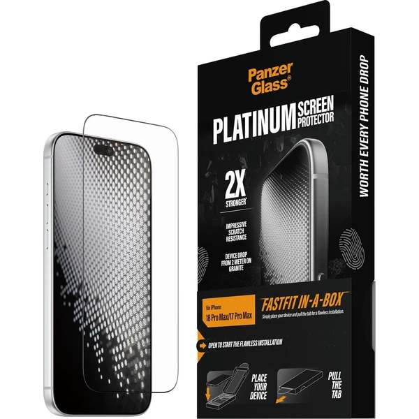PanzerGlass Platinum sklo Apple iPhone 18 Pro Max/17 Pro Max s bezprašným instalačním boxem - Ochranné fólie a sklo - Hlavný obrázok