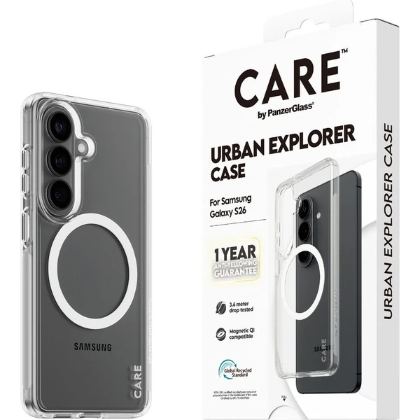 PanzerGlass® CARE Urban Qi kryt Samsung Galaxy S26 priehľadný/biely - Puzdra - Hlavný obrázok