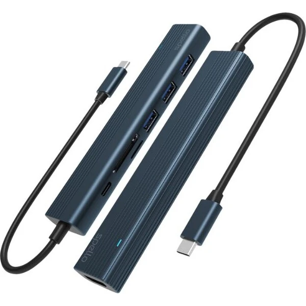 Spello USB-C Hub Slim 7v1, 100W USB-C PD, 3× USB-A, HDMI, slot na SD/TF kartu tmavomodrý - USB huby - Obrázok d_5d22addd33104e71915d12cd7e063ef6