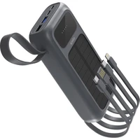 Spello ForcePack 5in1 20000mAh solárna powerbanka so 4 integrovanými káblami SP25 | sivá - Powerbanky