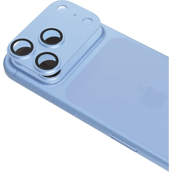 iWant Aluminium AntiReflective Lens & Island hliníkový rámeček pro iPhone 18 Pro Max světle modrý - Ochranné fólie a sklo - Hlavný obrázok