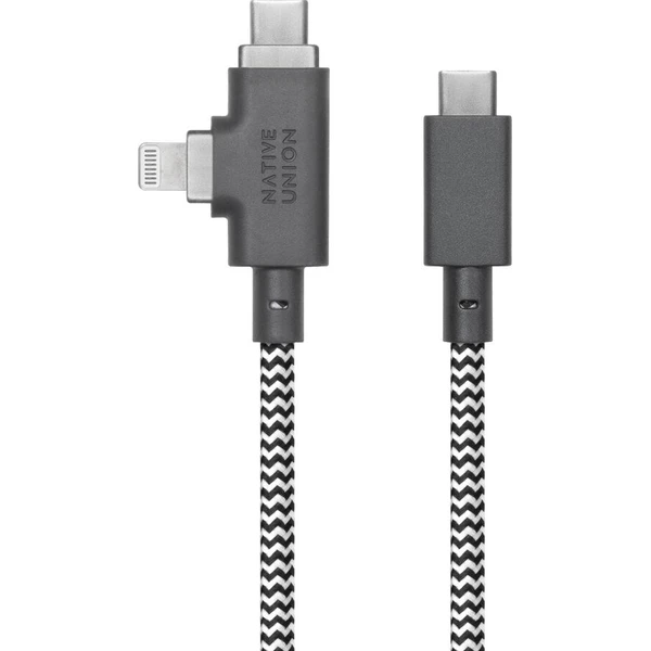 Native Union Belt Cable Duo Pro USB-C/USB-C/Lightning kábel 2,4 m, 240W zebra - Káble a redukcie - Obrázok d_60d96f1d0d3743bf81c2ebc811df8d9f