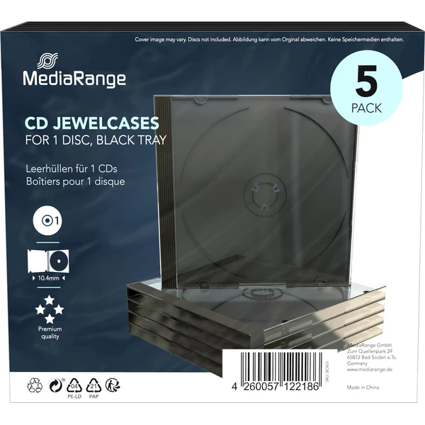 MediaRange 1 CD 10,4mm 5 ks čierny - Obaly na disky - Hlavný obrázok
