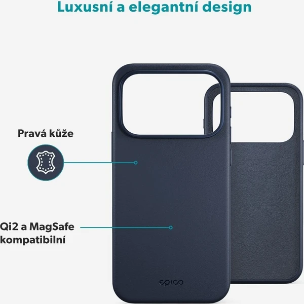 Epico Leather Pro Mag+ MagSafe/Qi2 kožený kryt iPhone 17 Pro/18 Pro modrý - Puzdra - Obrázok d_60fb1cdf2a0b464d8a065238408270e3