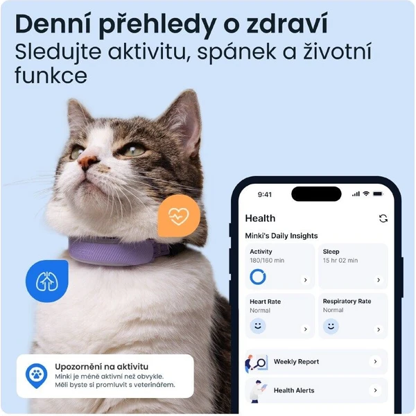 Tractive CAT 6 Mini inteligentný GPS lokátor pre mačky levanduľový - GPS Moduly  - Obrázok d_63e0e404adca458285e7bd7f7aa11280