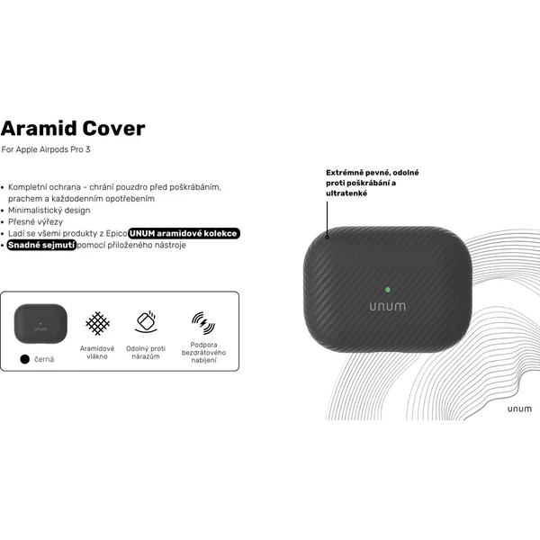 UNUM by Epico Aramid púzdro AirPods Pro 3 čierne - Puzdra - Obrázok d_6481f29379b64ab198fd934d1a294e66
