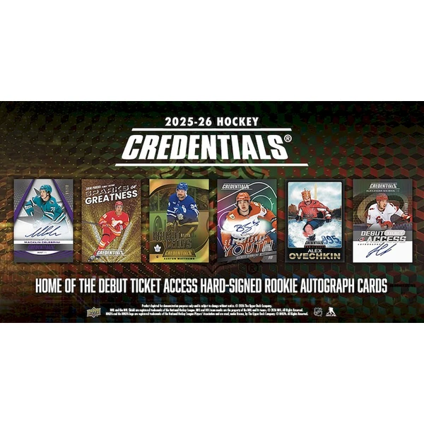 Hokejové karty 2025-26 Upper Deck Credentials Hockey Hobby Box - Hokejové karty - Obrázok d_67b818b85eb7478e9cc93df490975a9f