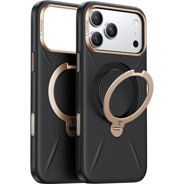 Torras Ostand Q3 VegSkin MagSafe kryt iPhone 17 Pro obsidiánovo čierny - Puzdra - Hlavný obrázok