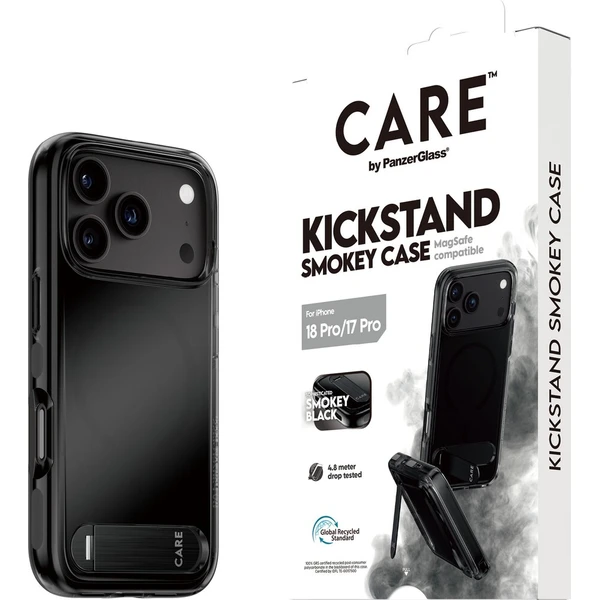 PanzerGlass CARE KickStand MagSafe kryt Apple iPhone 18 Pro/17 Pro Smokey kouřový/černý - Puzdra - Hlavný obrázok