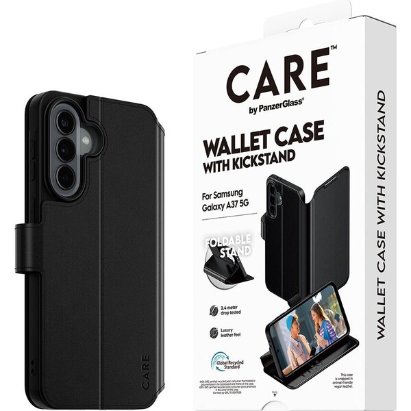 E-shop PanzerGlass® CARE peňaženkové puzdro s kickstandom pre Samsung Galaxy A37 čierne