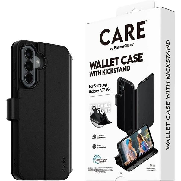 PanzerGlass® CARE peňaženkové puzdro s kickstandom pre Samsung Galaxy A37 čierne - Puzdra - Hlavný obrázok