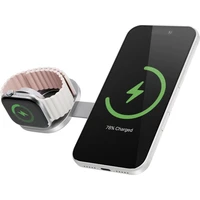 iWant UltraBase Qi2 25W 2v1 Fold kovová Mag+ bezdrôtová nabíjačka strieborná - Nabíjačky
