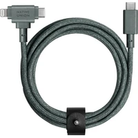 Native Union Belt Cable Duo USB-C/USB-C/Lightning kábel 1,5m, 60W zelený - Káble a redukcie