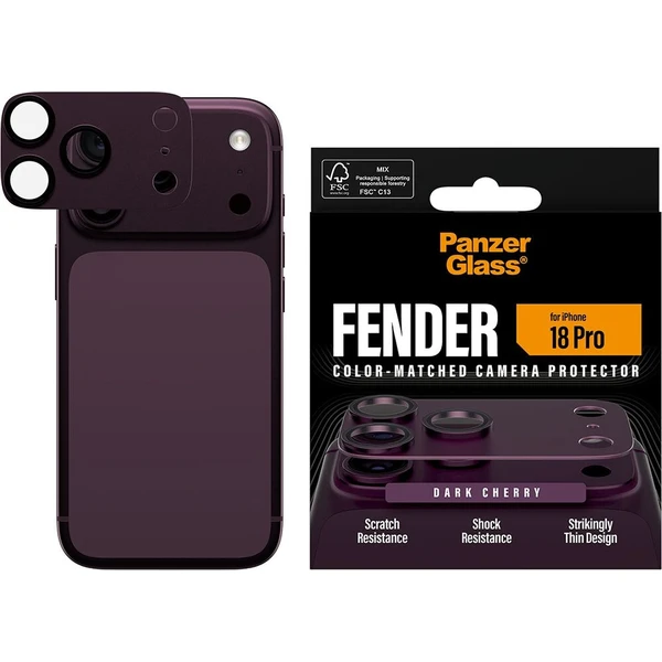 PanzerGlass FENDER hliníková ochrana fotoaparátu iPhone 18 Pro Dark Cherry - Ochranné fólie a sklo - Obrázok d_7d5616713aa44a07b536f02f09c74de4