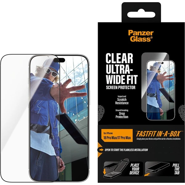PanzerGlass Ultra-Wide Fit sklo Apple iPhone 18 Pro Max/17 Pro Max s bezprašným instalačním boxem - Ochranné fólie a sklo - Obrázok d_7eceb6a1798a45ca8ff7603f6c058ea5