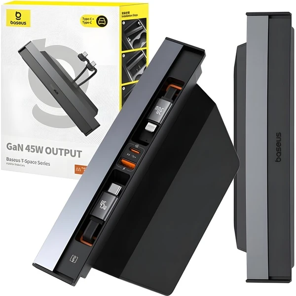 Baseus T-Space rozbočovač s káblami USB-C na lightning pre vozidlá Tesla čierny - USB huby - Obrázok d_805397a66b3e4a83baabd22798ae8f09