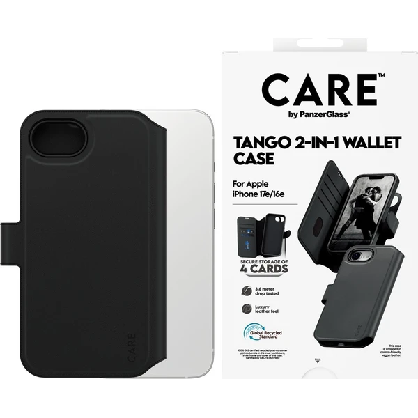 PanzerGlass® CARE Tango 2v1 Wallet MagSafe puzdro Apple iPhone 17e/16e čierne - Puzdra - Hlavný obrázok