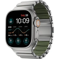 Nomad Stratos Band FKM remienok Apple Watch 45/46/49mm Natural Titanium Forest Green - Remienky