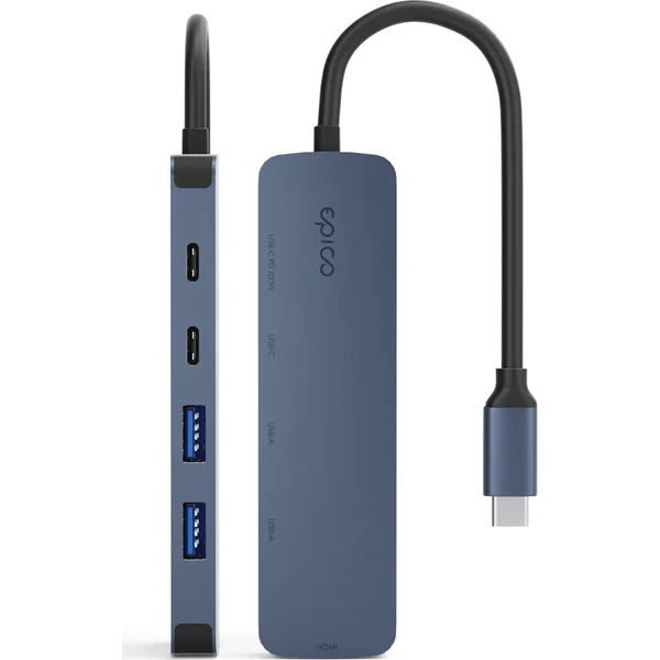 Epico UltraHub 5in1 Slim Alu USB-C Hub EH15 | 100W USB-C PD | 2× USB-A, 2× USB-C, 1× HDMI | Sladené - USB huby - Obrázok d_8301335f79024173bef8401c1bba8e4f